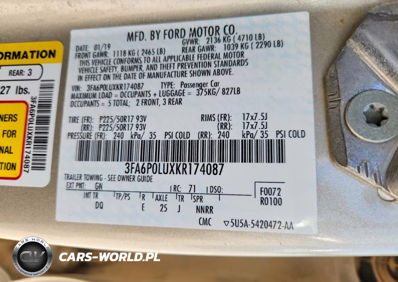 2019 Ford Fusion Se VIN:3FA6P0LUXKR174087 - 12