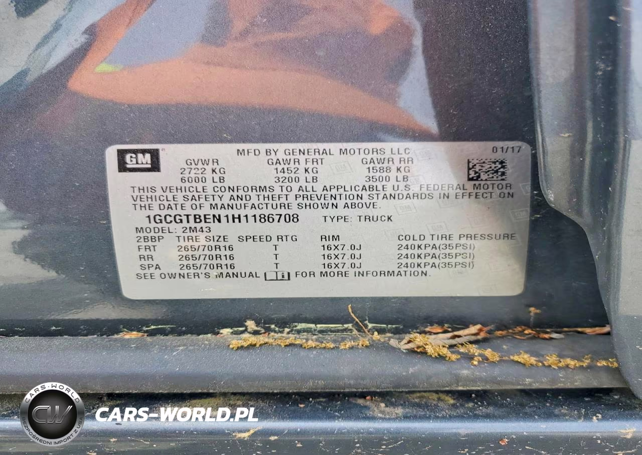 2017 Chevrolet Colorado VIN:1GCGTBEN1H1186708 - 12