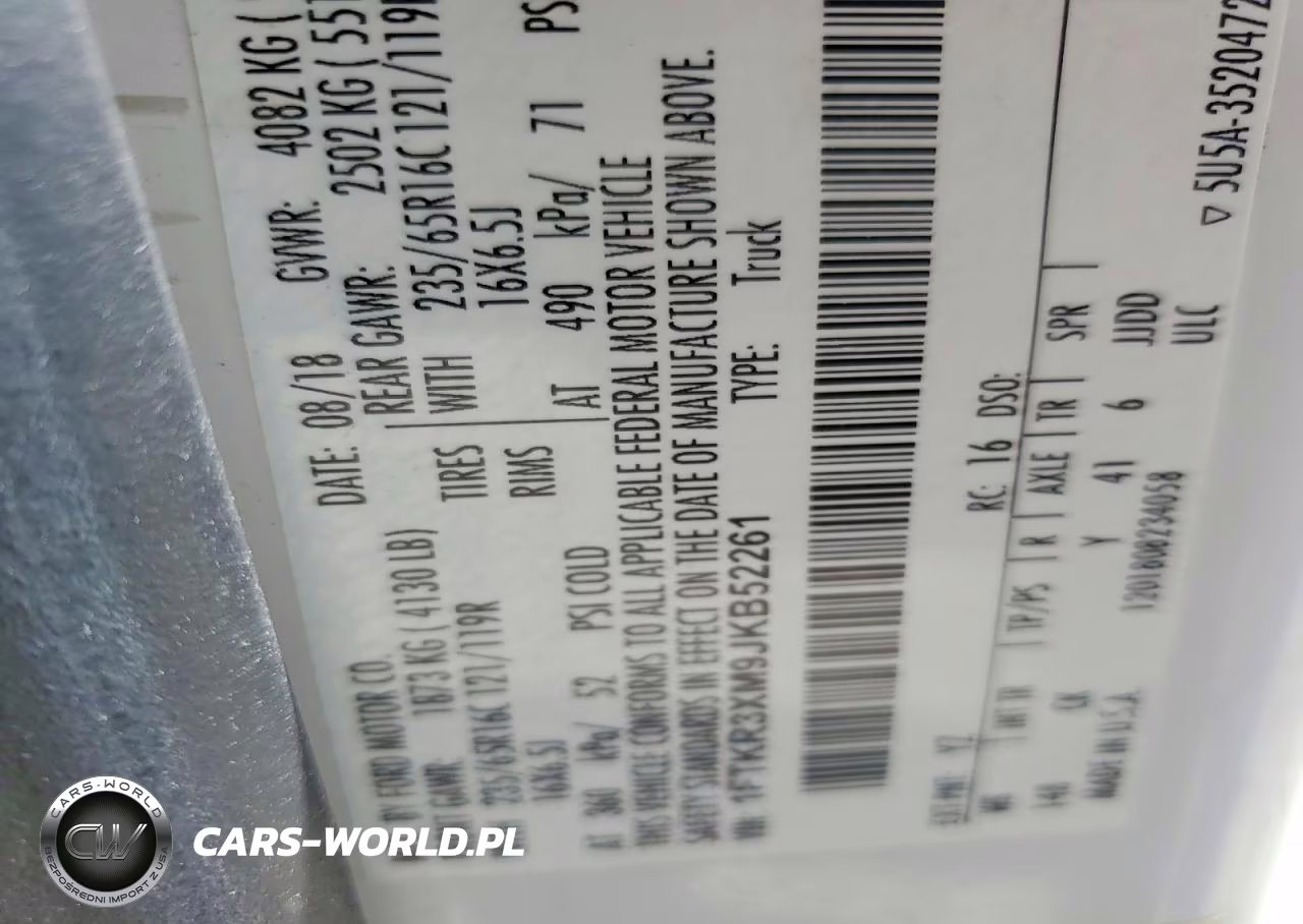 2018 Ford Transit T-250 VIN:1FTKR3XM9JKB52261 - 13
