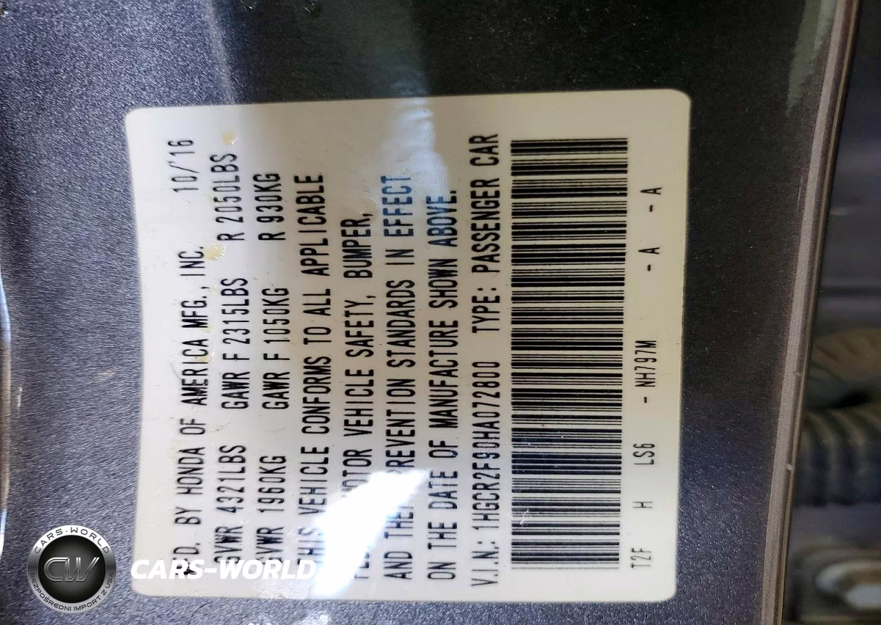 2017 Honda Accord Exl VIN:1HGCR2F90HA072800 - 13