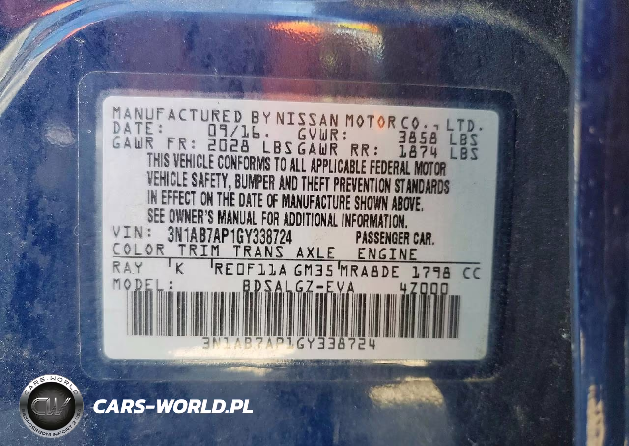 2016 Nissan Sentra Sl VIN:3N1AB7AP1GY338724 - 13