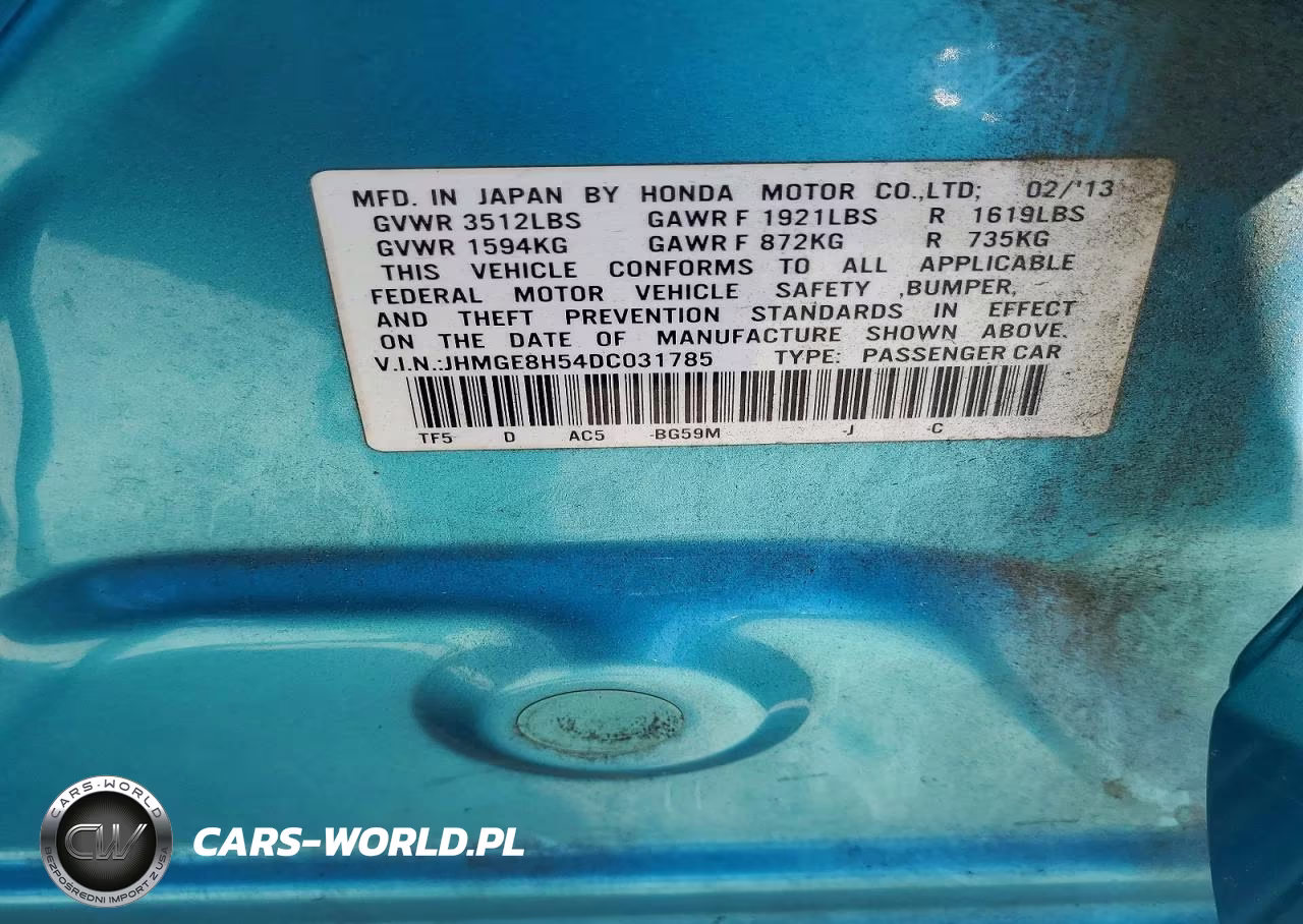 2013 Honda Fit Sport VIN:JHMGE8H54DC031785 - 12