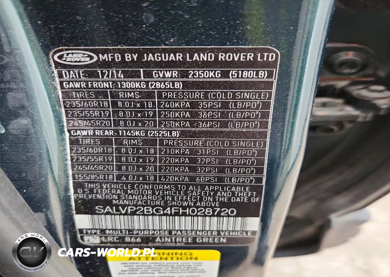 2015 Land Rover Range Rover Evoque Pure Plus VIN:SALVP2BG4FH028720 - 12