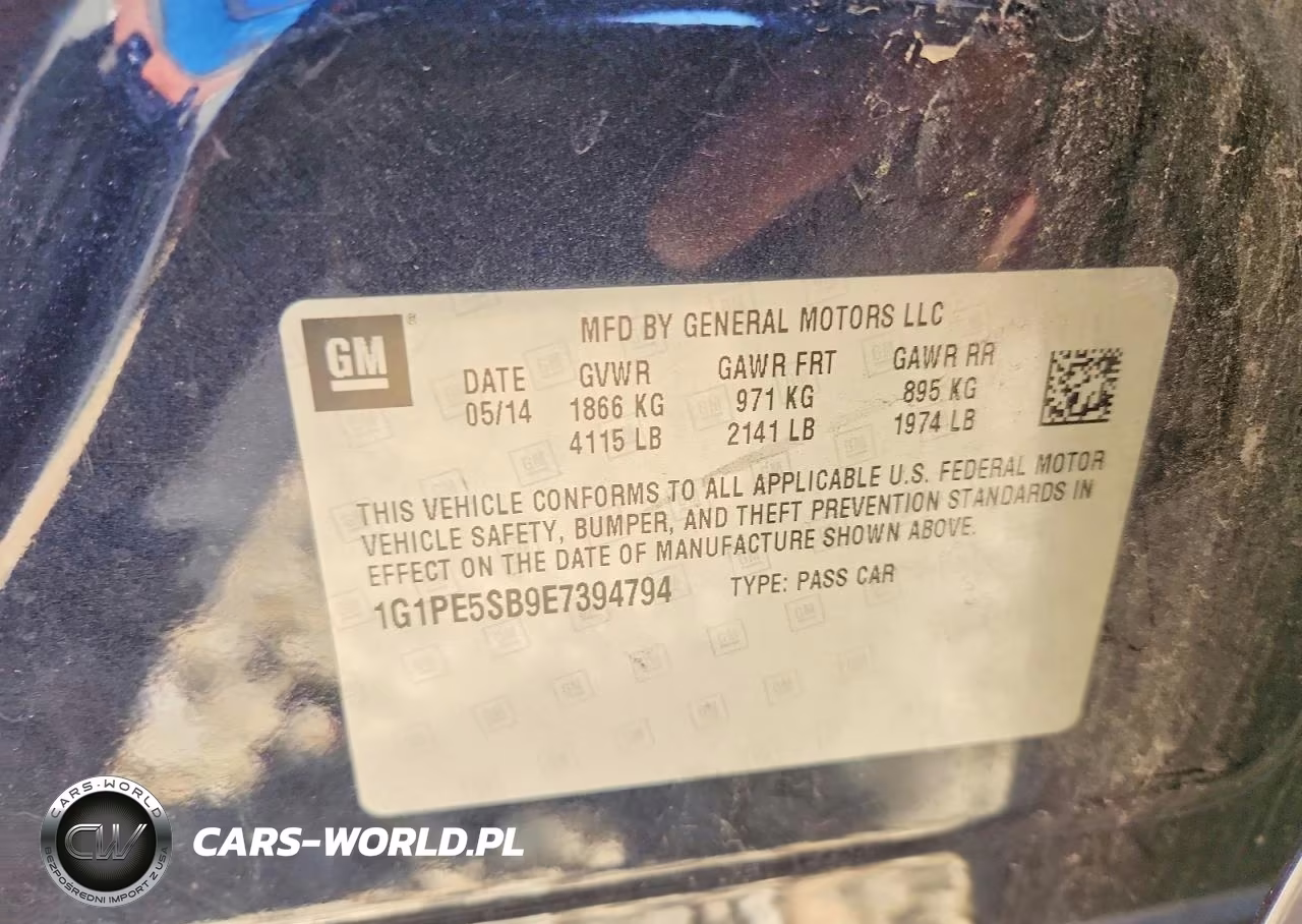 2014 Chevrolet Cruze Lt VIN:1G1PE5SB9E7394794 - 12