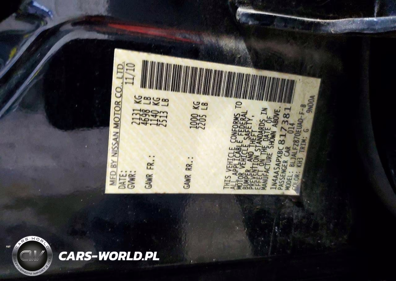 2011 Nissan Maxima S-Sv 3.5 S VIN:1N4AA5APXBC817381 - 12