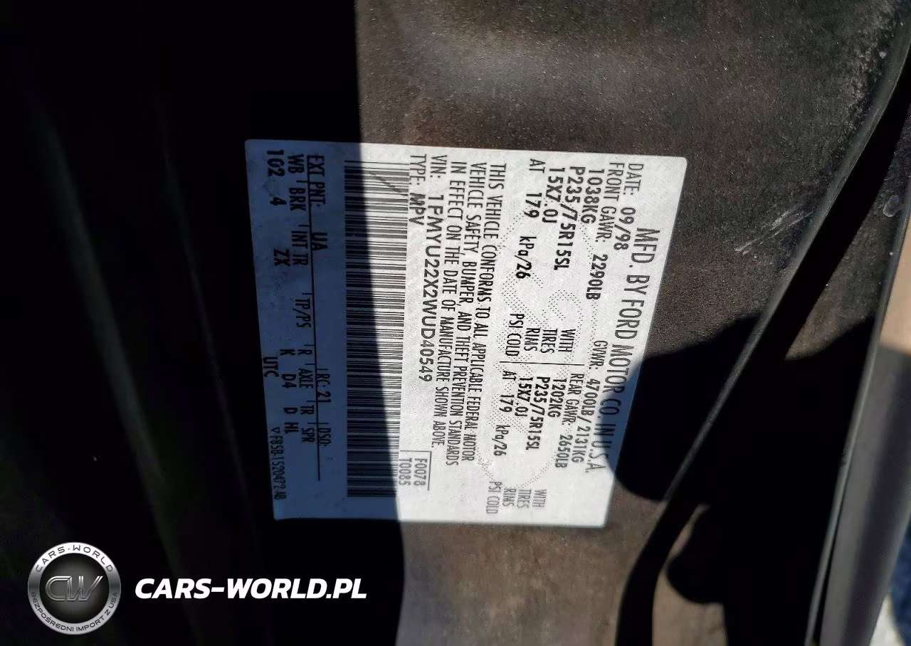 1998 Ford Explorer VIN:1FMYU22X2WUD40549 - 13