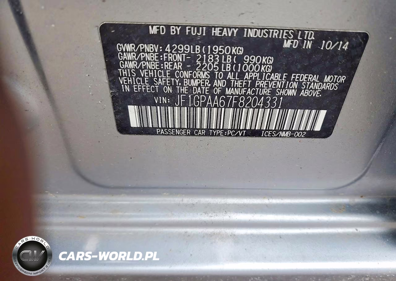 2015 Subaru Impreza VIN:JF1GPAA67F8204331 - 13