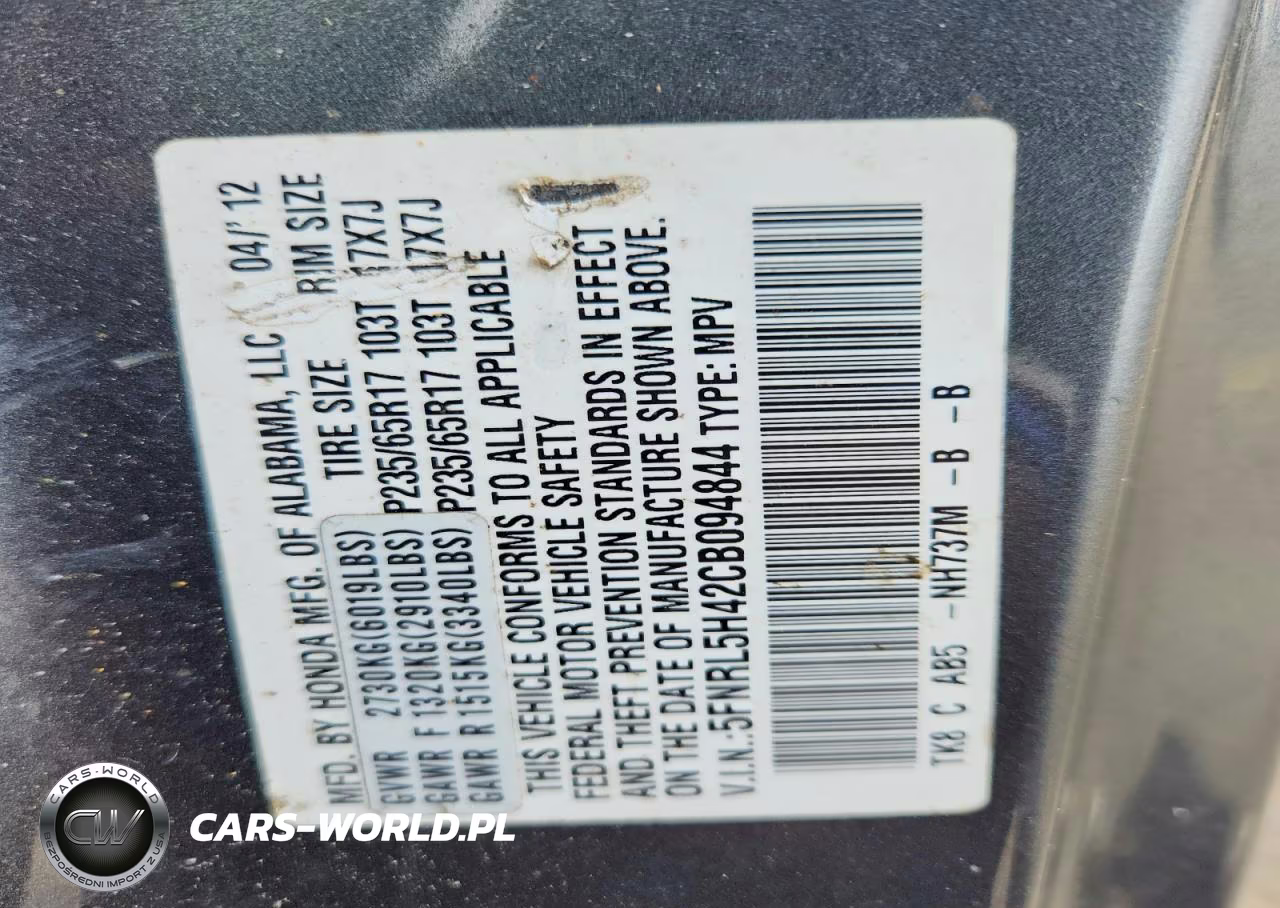 2012 Honda Odyssey Ex VIN:5FNRL5H42CB094844 - 12