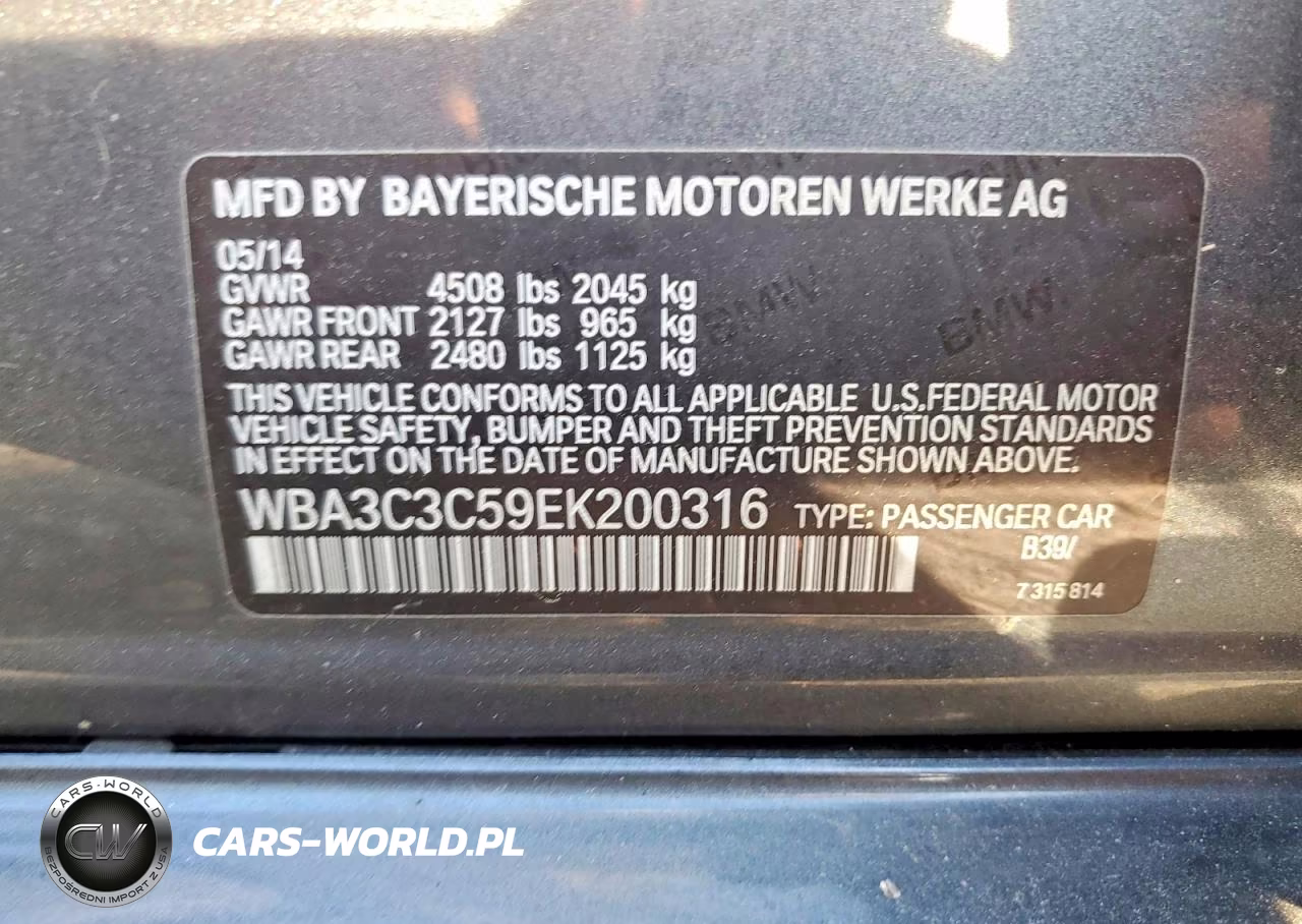 2014 BMW 320 I xDrive VIN:WBA3C3C59EK200316 - 12