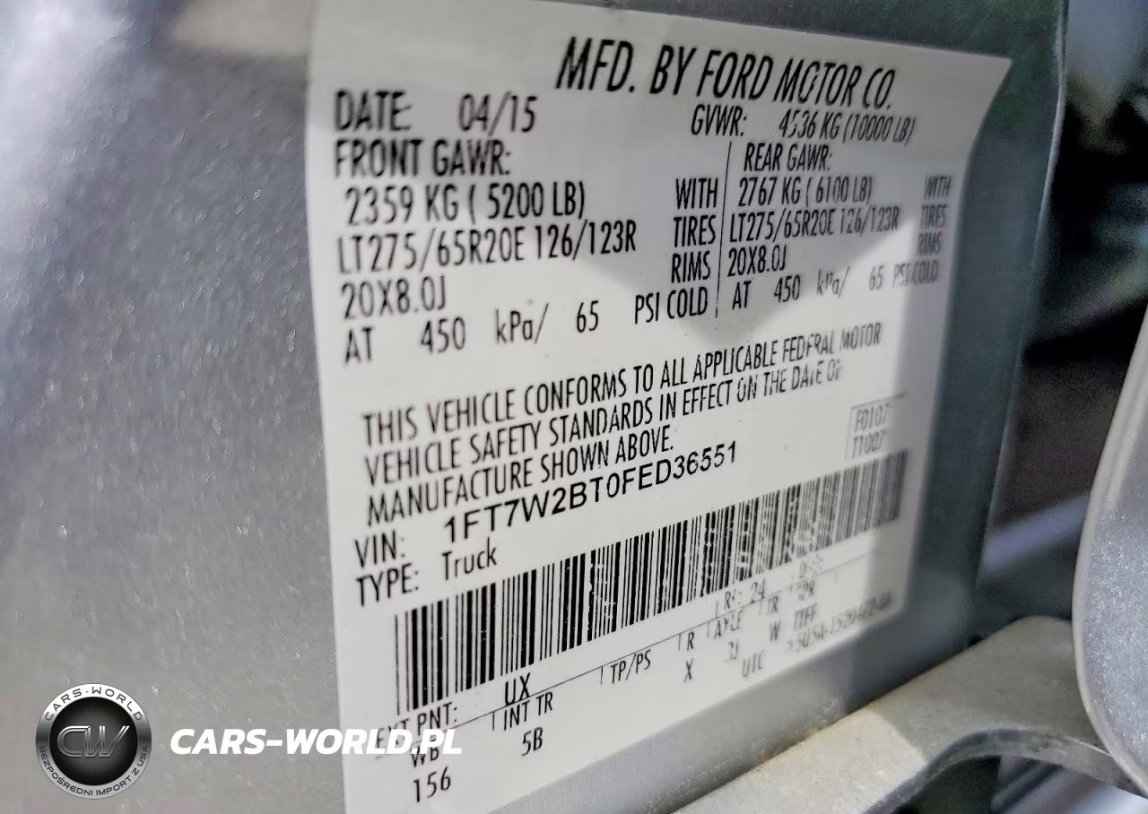 2015 Ford F250 Super Duty VIN:1FT7W2BT0FED36551 - 12