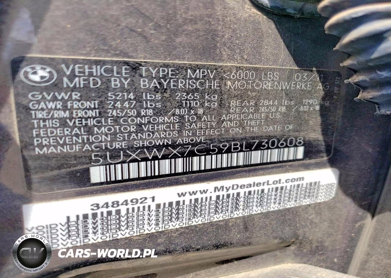 2011 BMW X3 xDrive35I VIN:5UXWX7C59BL730608 - 12