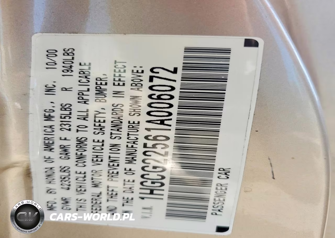 2001 Honda Accord Ex VIN:1HGCG22561A006072 - 12