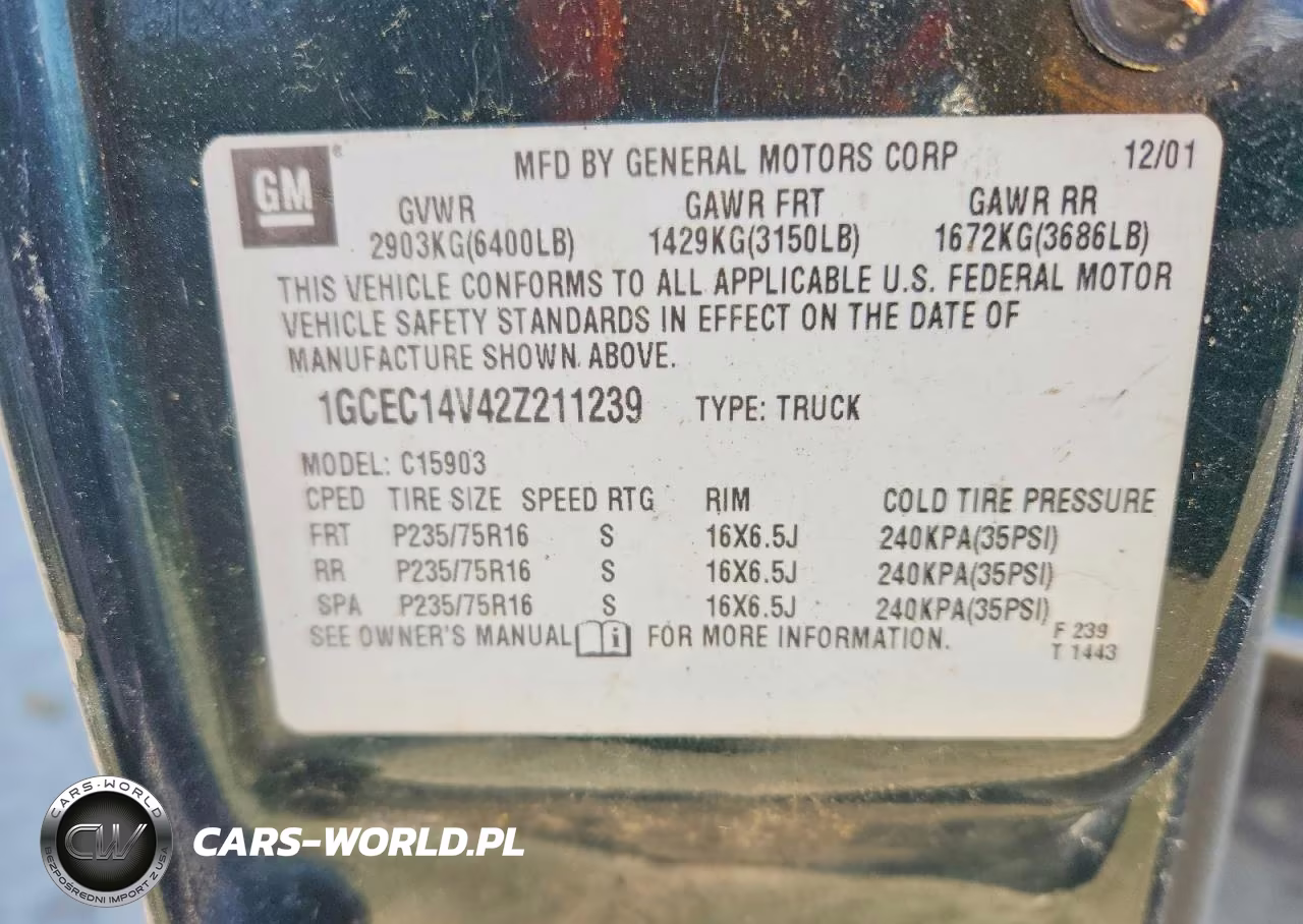 2002 Chev Silverado 1500 VIN:1GCEC14V42Z211239 - 12