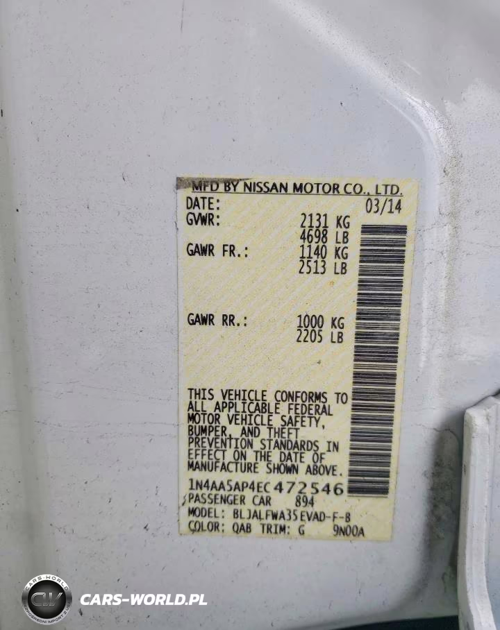 2014 Nissan Maxima 3.5 S VIN:1N4AA5AP4EC472546 - 12