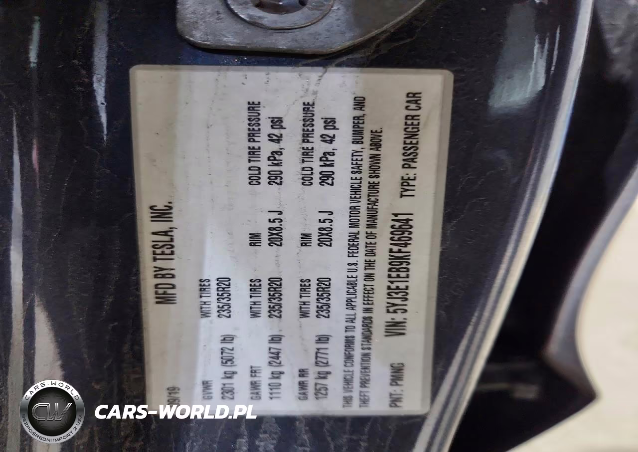 2019 Tesla Model 3 VIN:5YJ3E1EB9KF469641 - 12