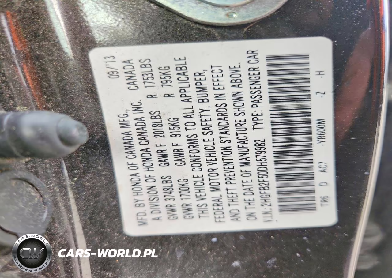 2013 Honda Civic Lx VIN:2HGFB2F50DH579982 - 12