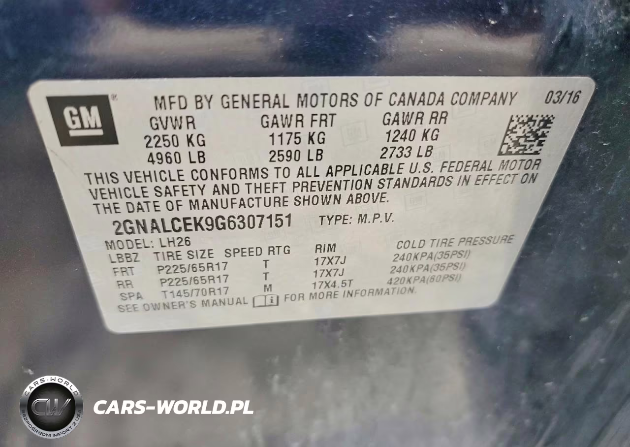 2016 Chevrolet Equinox Lt VIN:2GNALCEK9G6307151 - 12