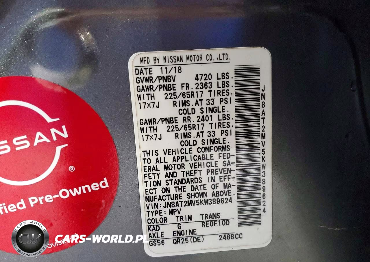 2019 Nissan Rogue Sv VIN:JN8AT2MV5KW389624 - 13