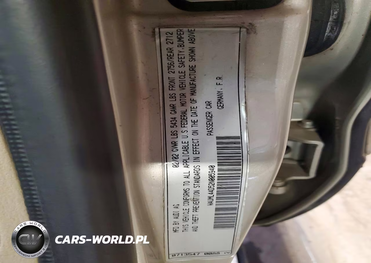 2002 Audi A8 L Quattro VIN:WAUML44D52N005940 - 12