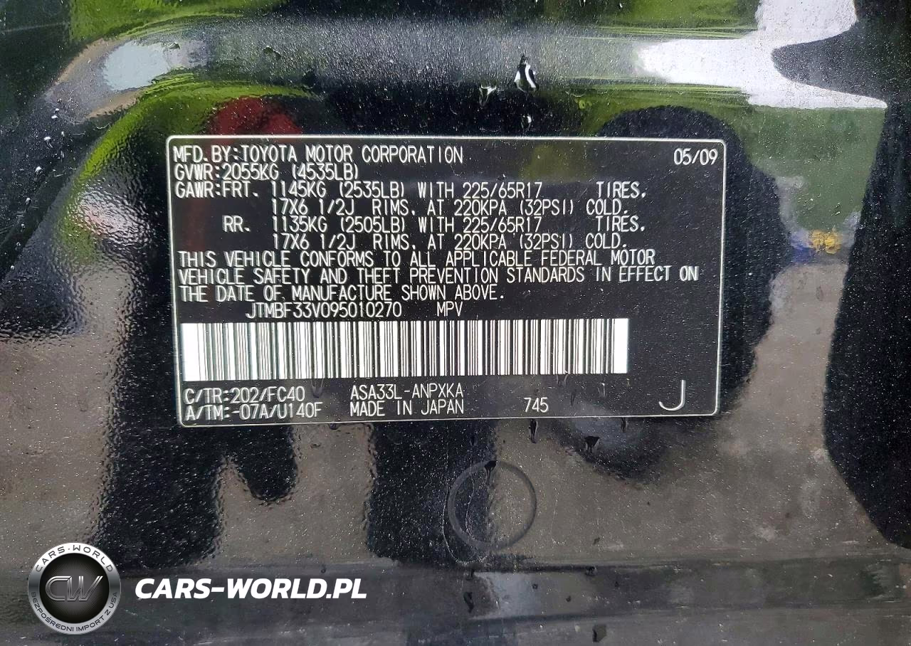 2009 Toyota Rav4 Base VIN:JTMBF33V095010270 - 13