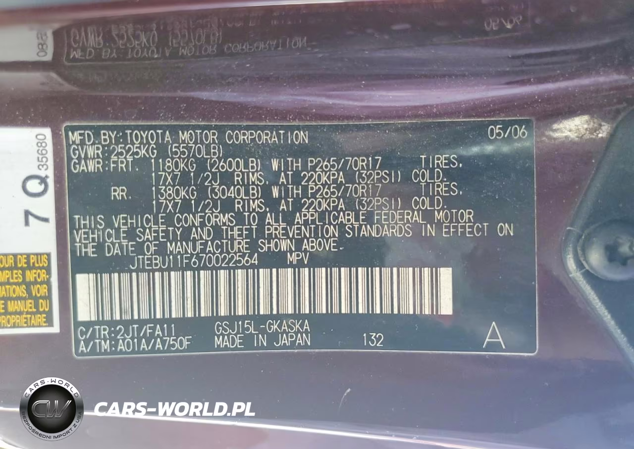 2007 Toyota Fj Cruiser Base VIN:JTEBU11F670022564 - 14