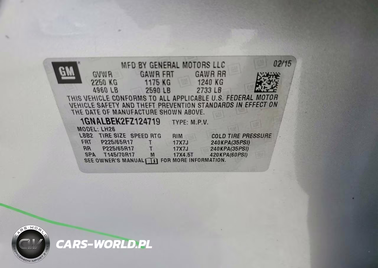 2015 Chevrolet Equinox Lt VIN:1GNALBEK2FZ124719 - 12
