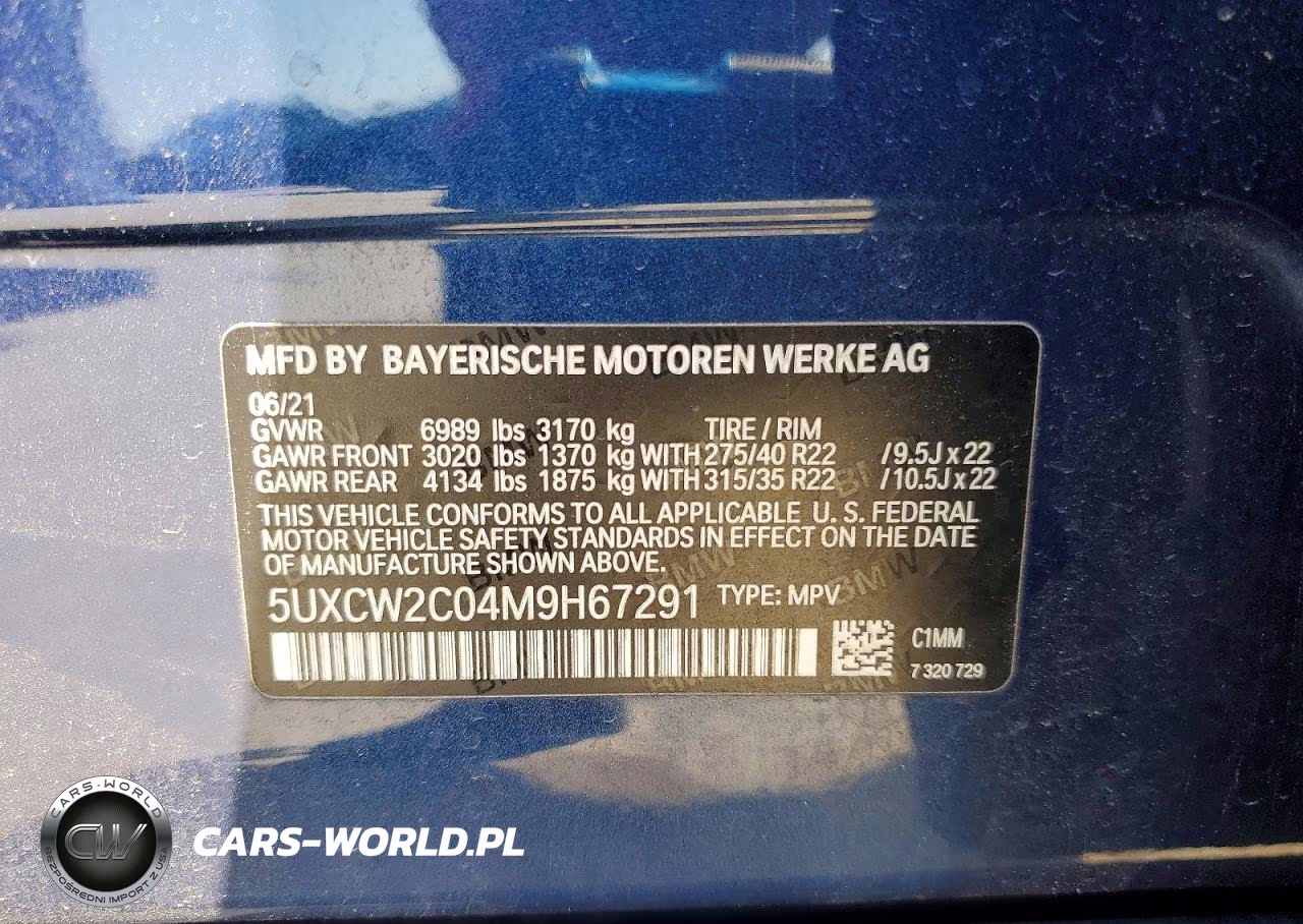 2021 BMW X7 xDrive40I VIN:5UXCW2C04M9H67291 - 14