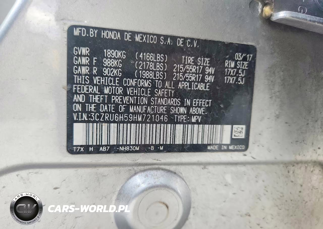 2017 Honda Hr-V Ex VIN:3CZRU6H59HM721046 - 12