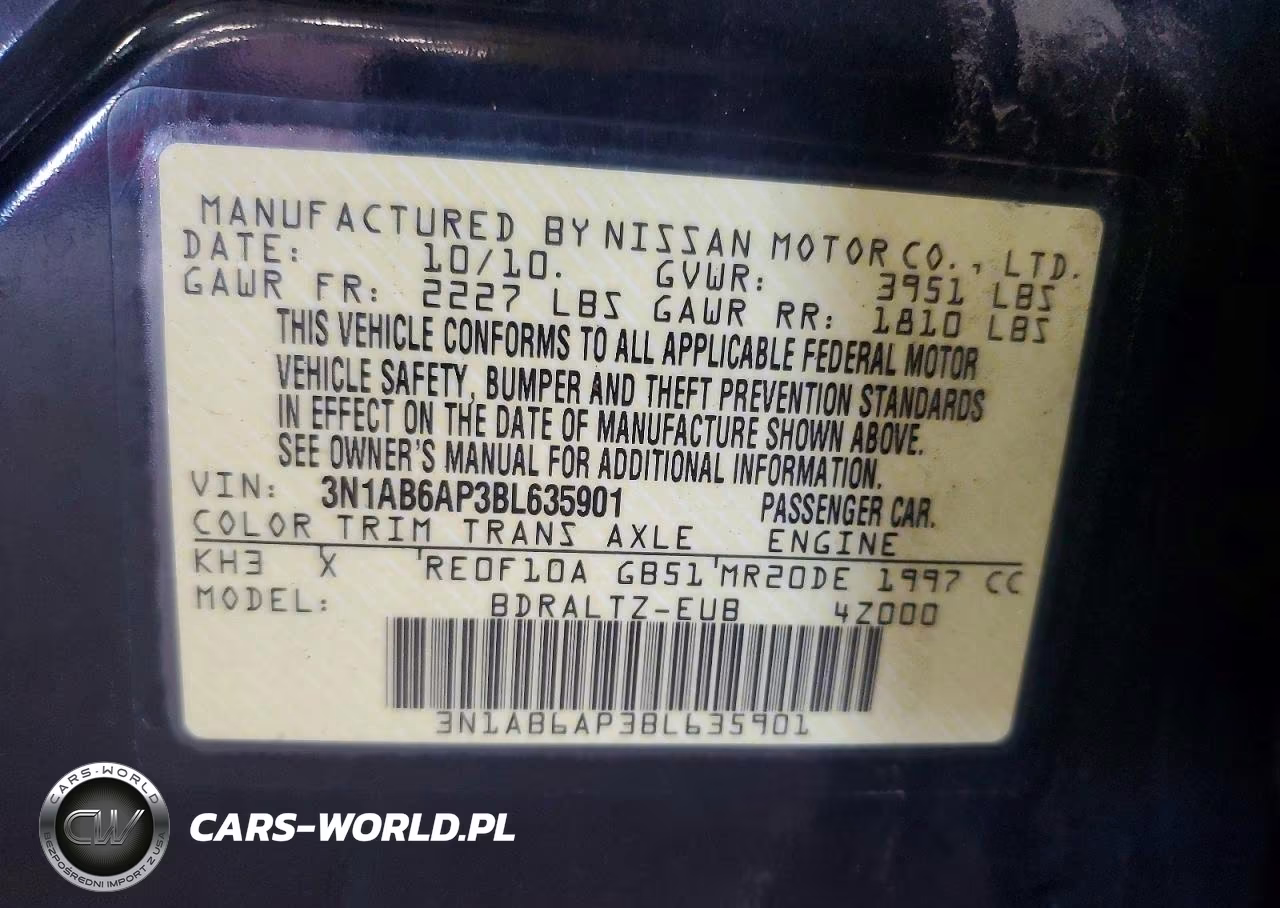 2011 Nissan Sentra 2.0 VIN:3N1AB6AP3BL635901 - 13