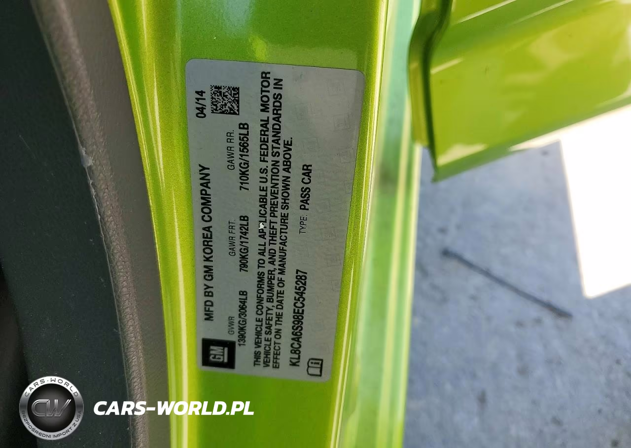 2014 Chevrolet Spark Ls VIN:KL8CA6S98EC545287 - 12