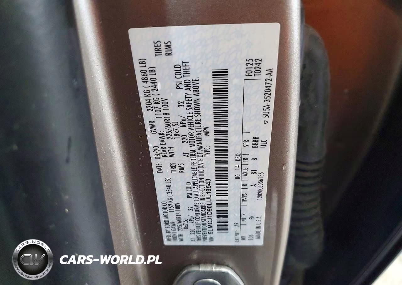 2020 Lincoln Corsair VIN:5LMCJ1D90LUL19543 - 13
