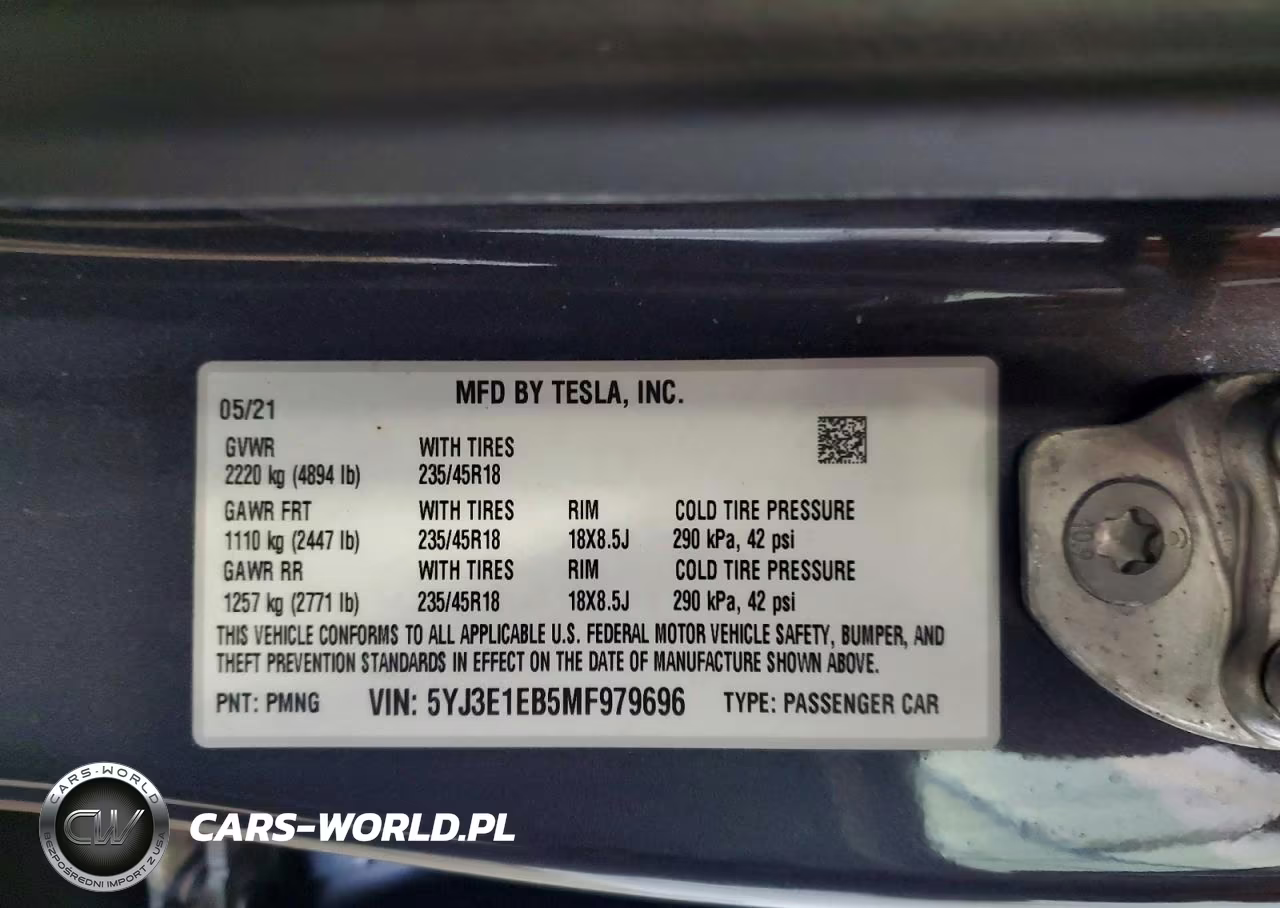 2021 Tesla Model 3 VIN:5YJ3E1EB5MF979696 - 12