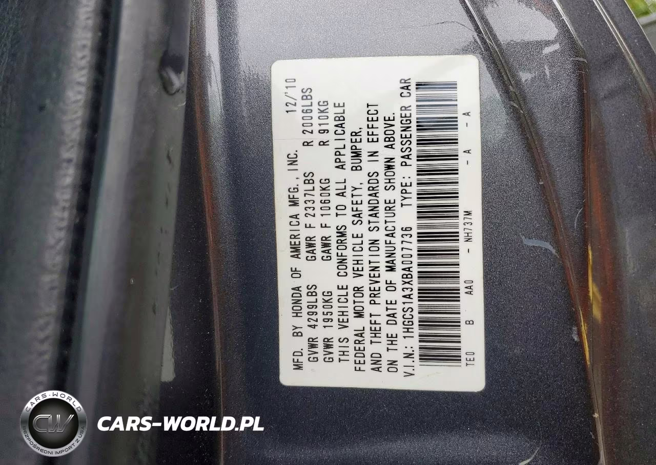 2011 Honda Accord Lx-S VIN:1HGCS1A3XBA007736 - 12