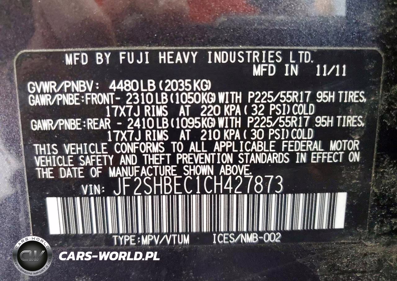 2012 Subaru Forester Limited VIN:JF2SHBEC1CH427873 - 14