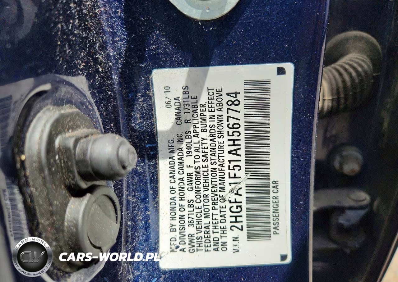 2010 Honda Civic Lx VIN:2HGFA1F51AH567784 - 12