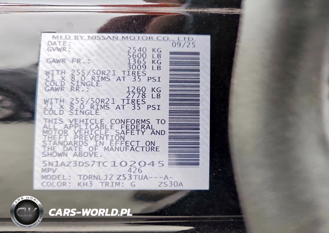 2026 Nissan Murano Platinum VIN:5N1AZ3DS7TC102045 - 13