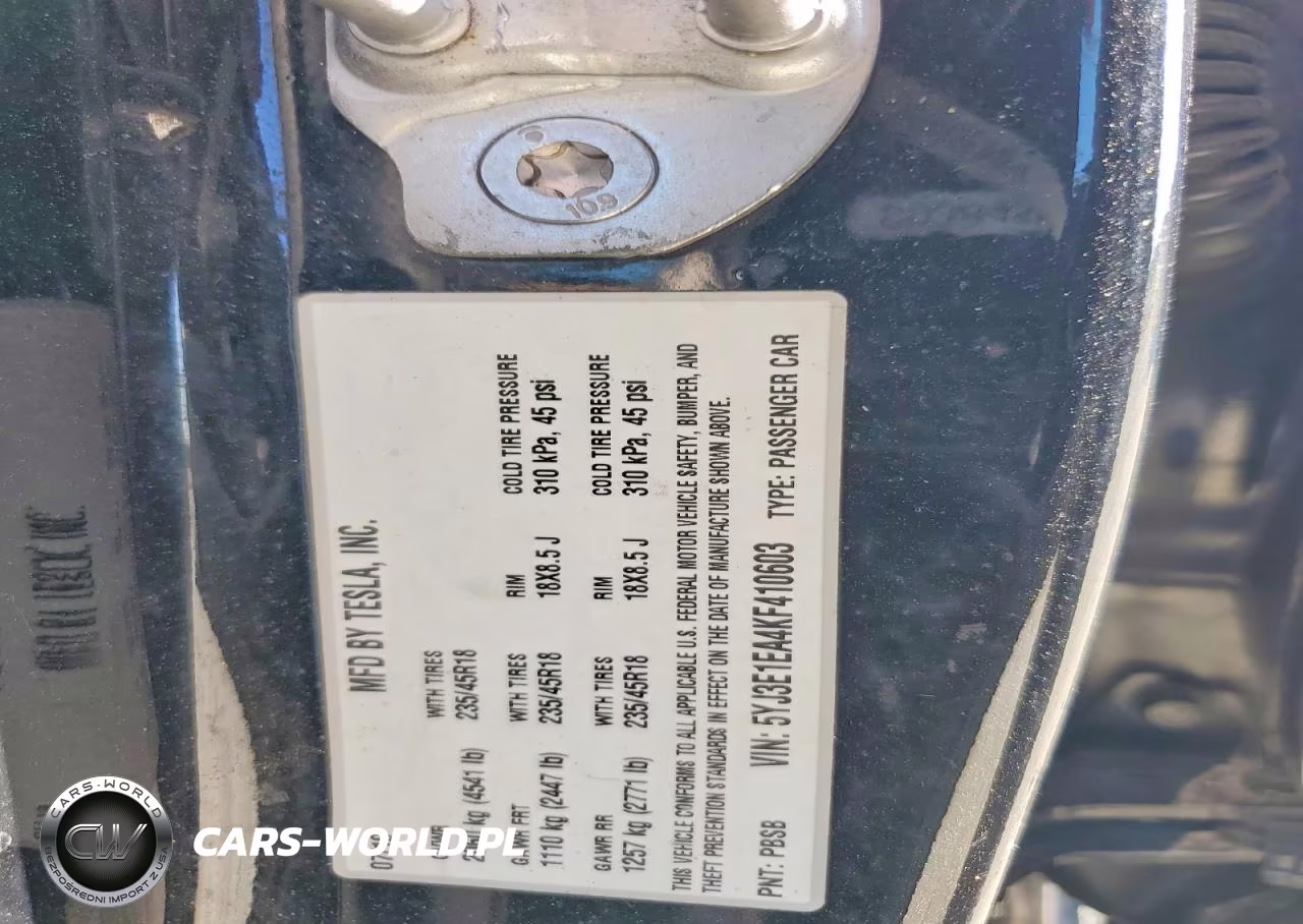 2019 Tesla Model 3 VIN:5YJ3E1EA4KF410603 - 12