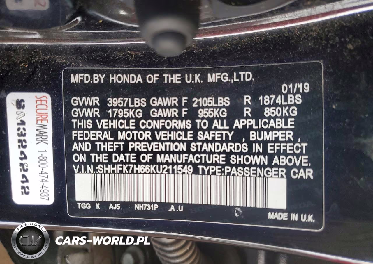 2019 Honda Civic Ex VIN:SHHFK7H66KU211549 - 13