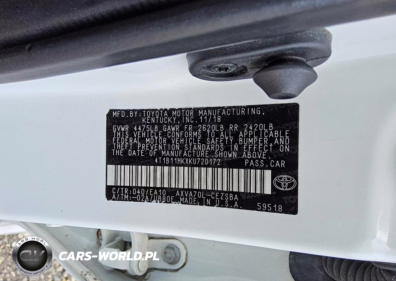 2019 Toyota Camry Se VIN:4T1B11HKXKU720172 - 12