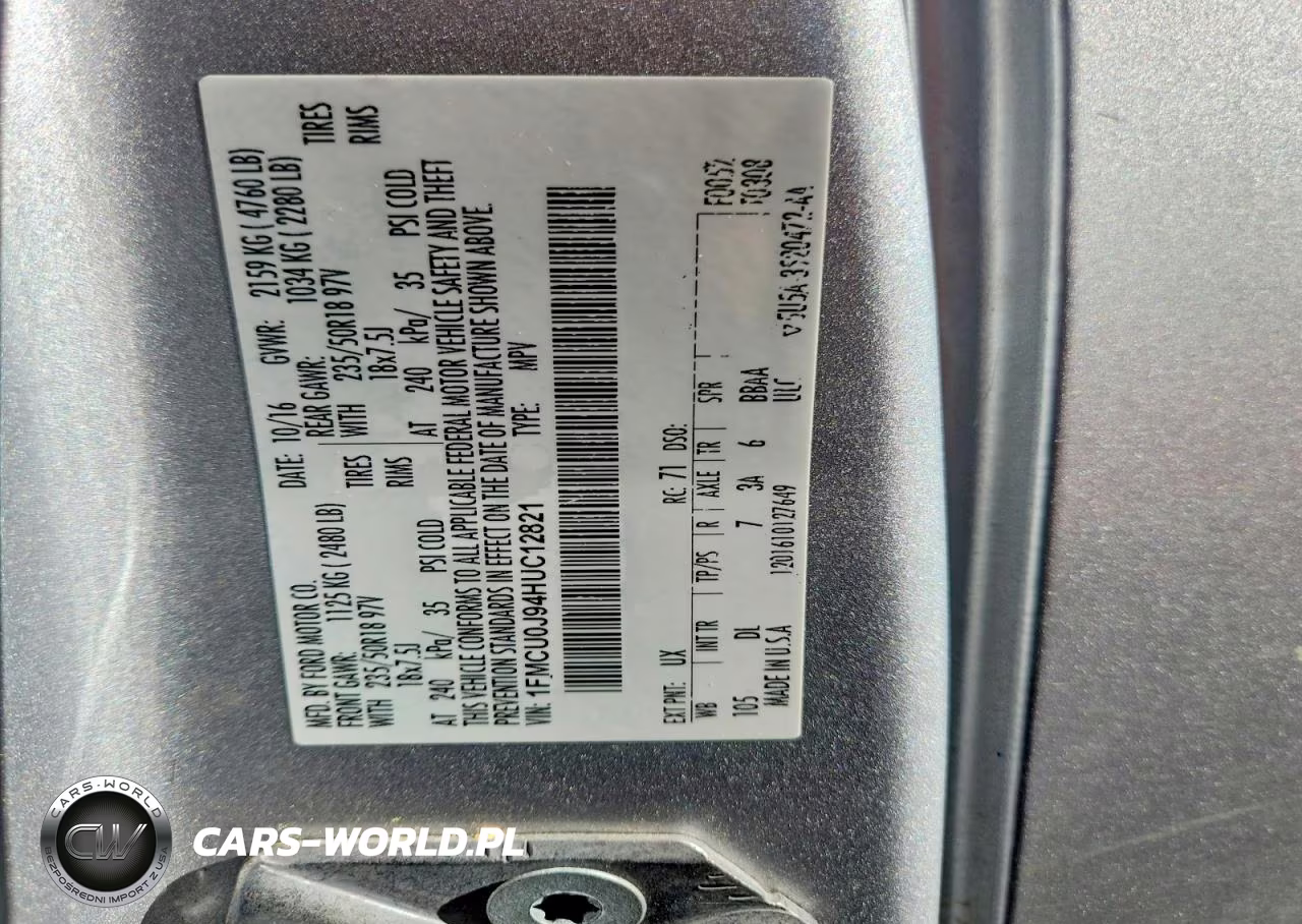 2017 Ford Escape Titanium VIN:1FMCU0J94HUC12821 - 13