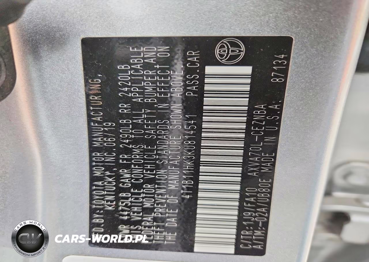 2019 Toyota Camry Le VIN:4T1B11HK3KU814541 - 12