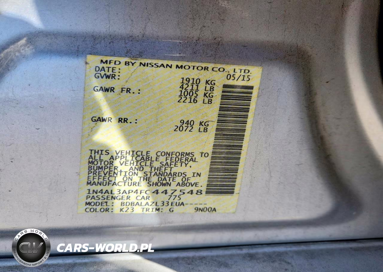 2015 Nissan Altima 2.5 VIN:1N4AL3AP4FC447548 - 12