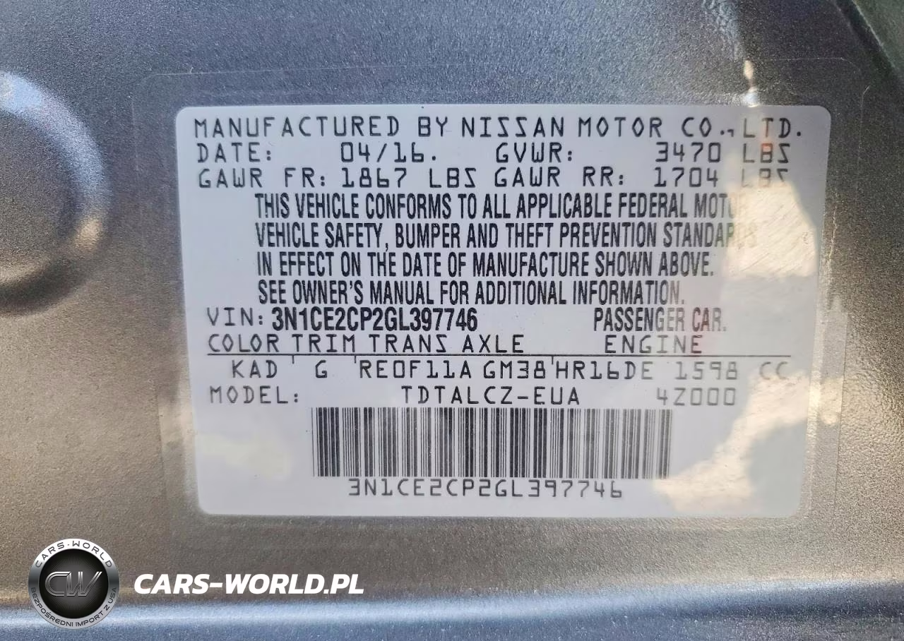 2016 Nissan Versa Note S Plus VIN:3N1CE2CP2GL397746 - 12