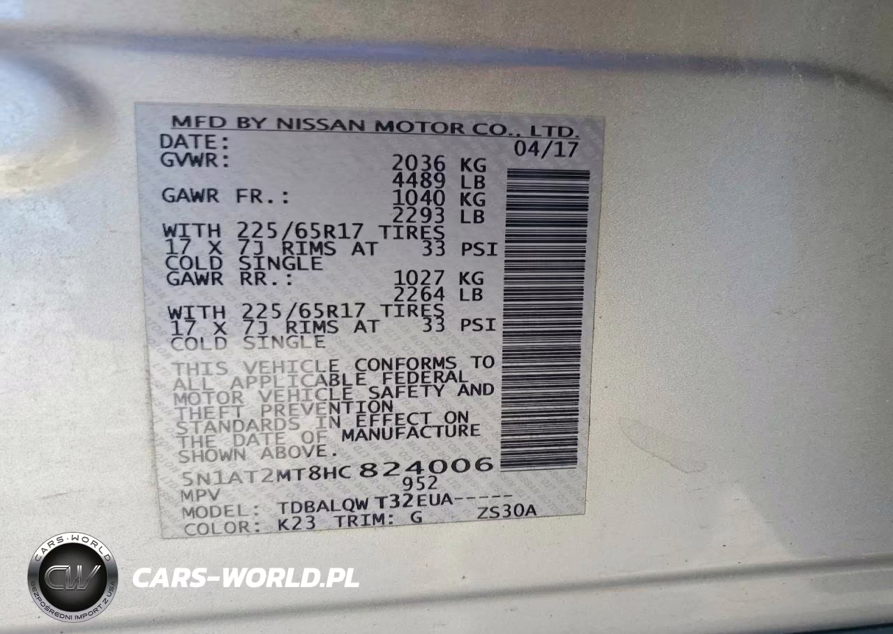 2017 Nissan Rogue Sv VIN:5N1AT2MT8HC824006 - 13