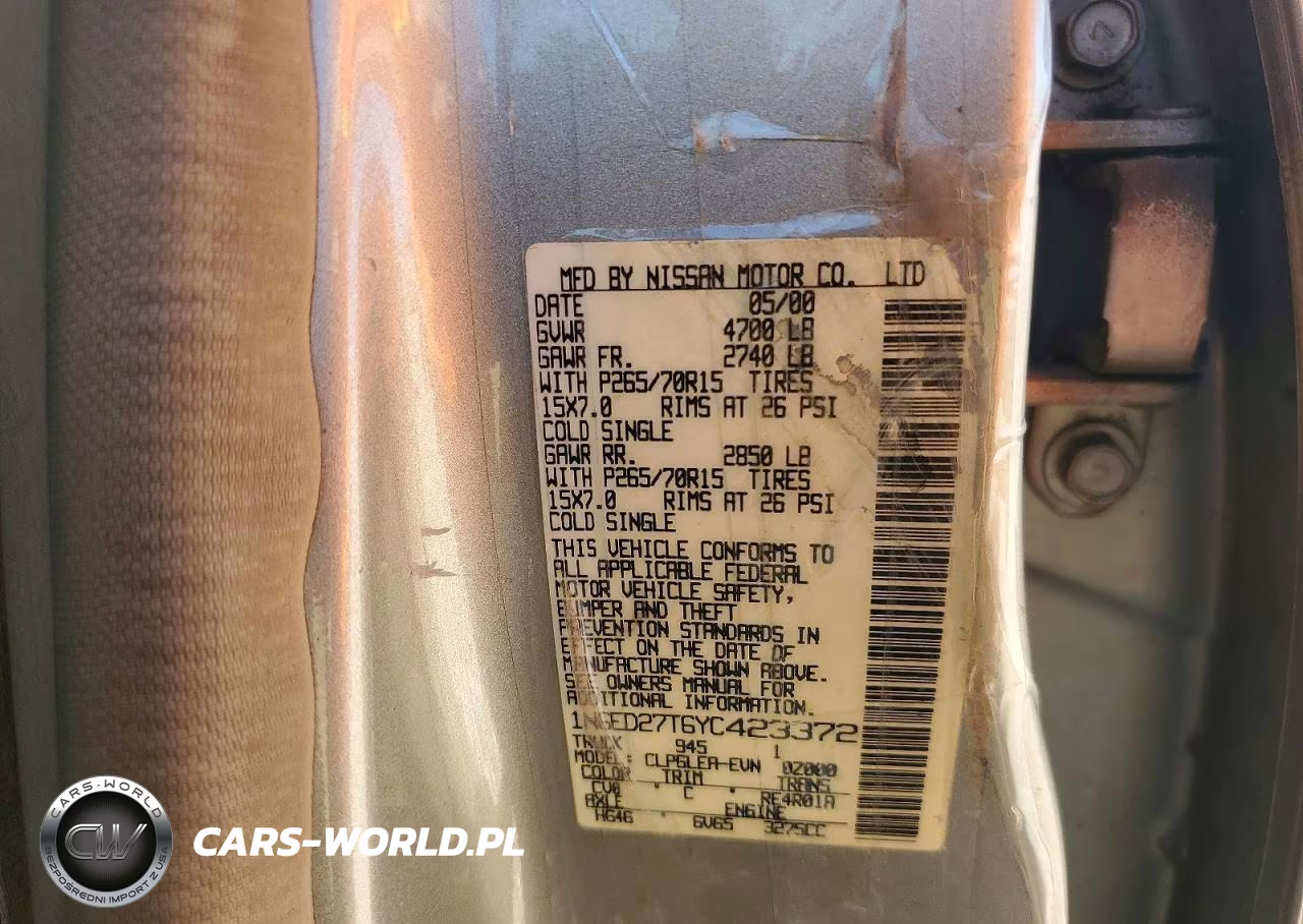 2000 Nissan Frontier 4Wd Se Crew VIN:1N6ED27T6YC423372 - 12