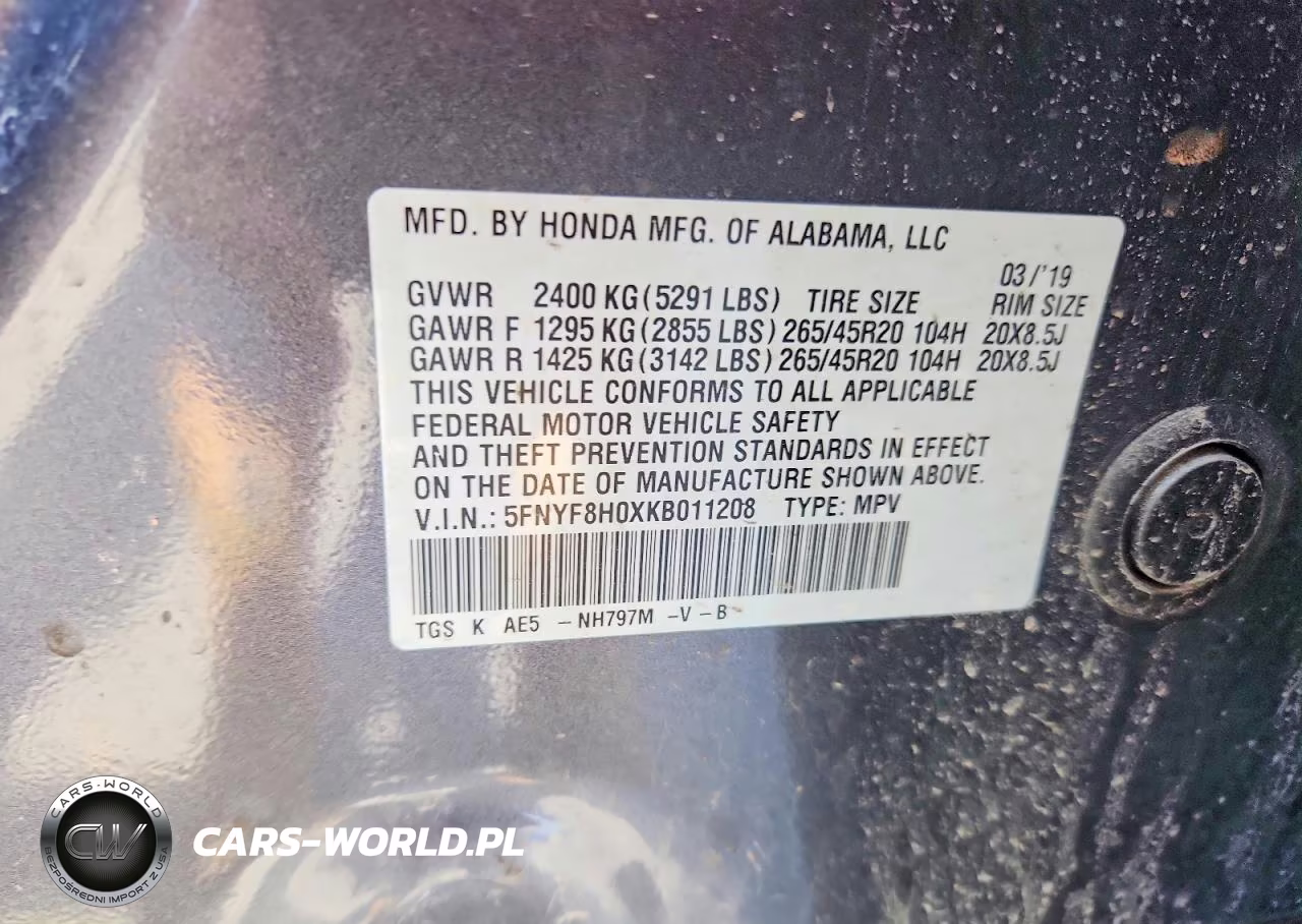 2019 Honda Passport Elite VIN:5FNYF8H0XKB011208 - 12