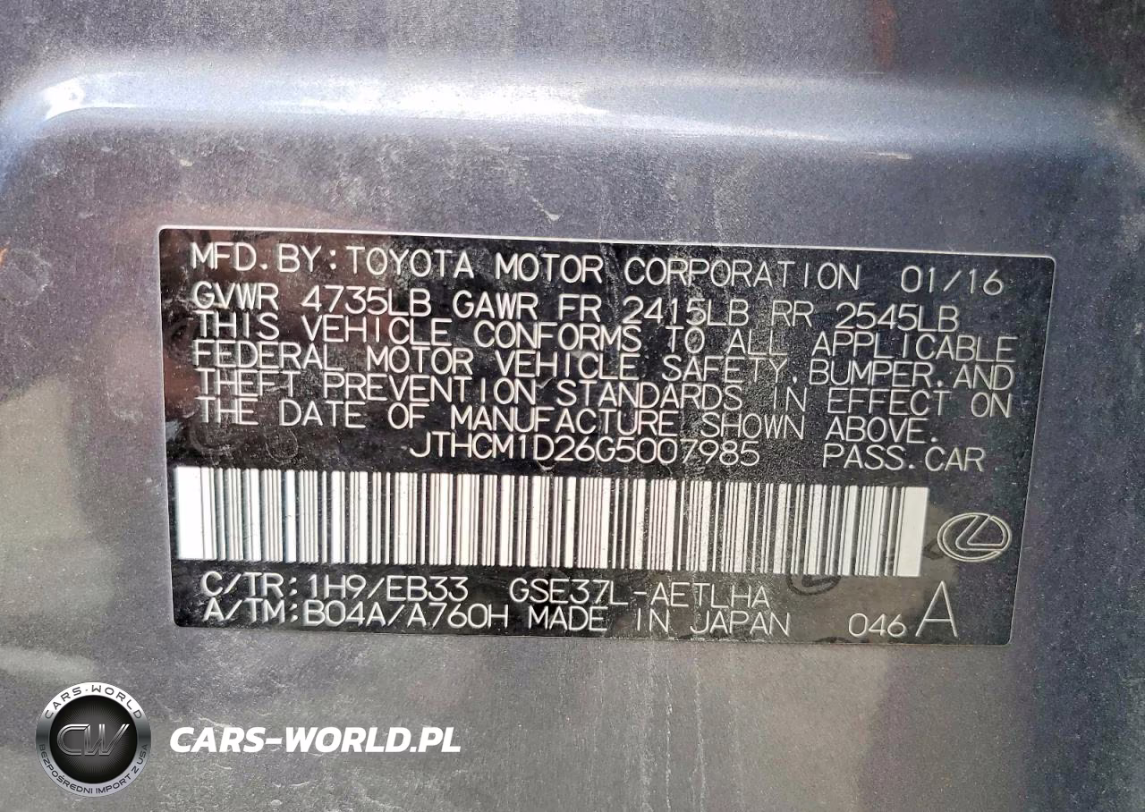 2016 Lexus Is 300 VIN:JTHCM1D26G5007985 - 12