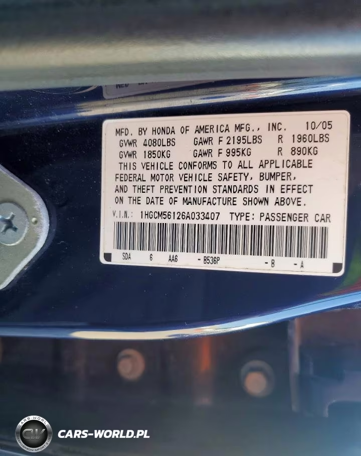 2006 Honda Accord Value VIN:1HGCM56126A033407 - 12
