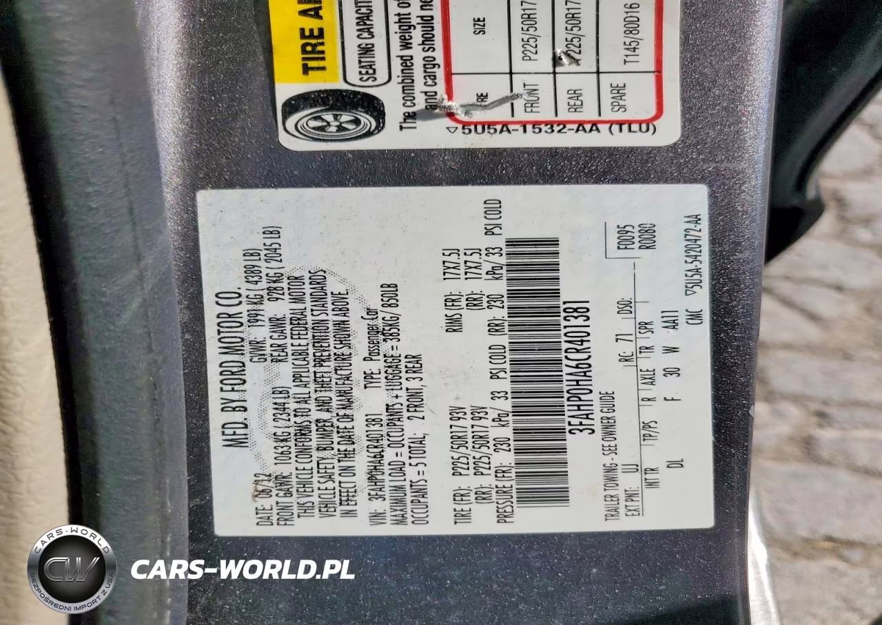 2012 Ford Fusion Se VIN:3FAHP0HA6CR401381 - 12