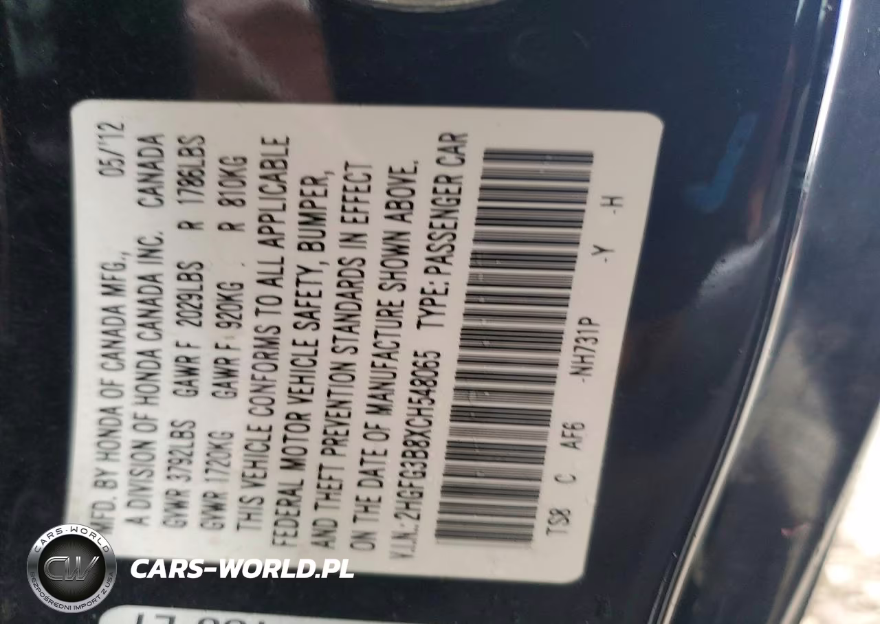 2012 Honda Civic Ex VIN:2HGFG3B8XCH548065 - 12